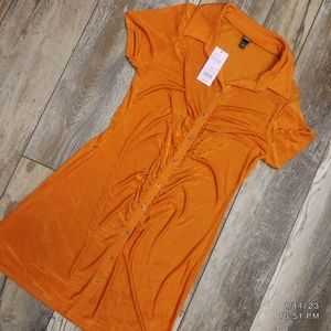 NWT Slinky Buttoned Down Dark Orange Dress Size XL by Wild Fable